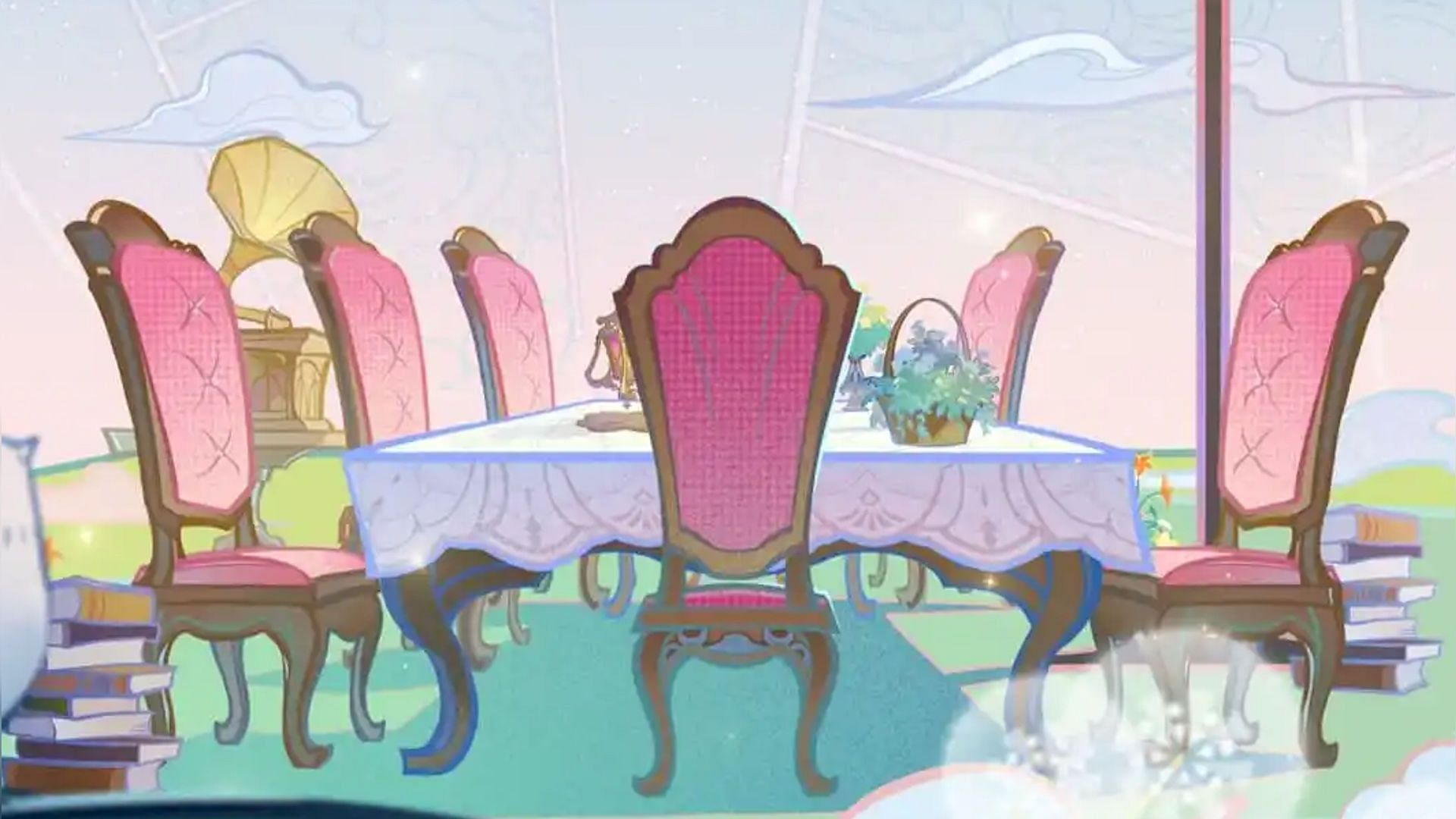 Tea party gathering of Hexenzirkel mages at a floating island in Falcon Coast, Mondstadt (Image via HoYoverse)
